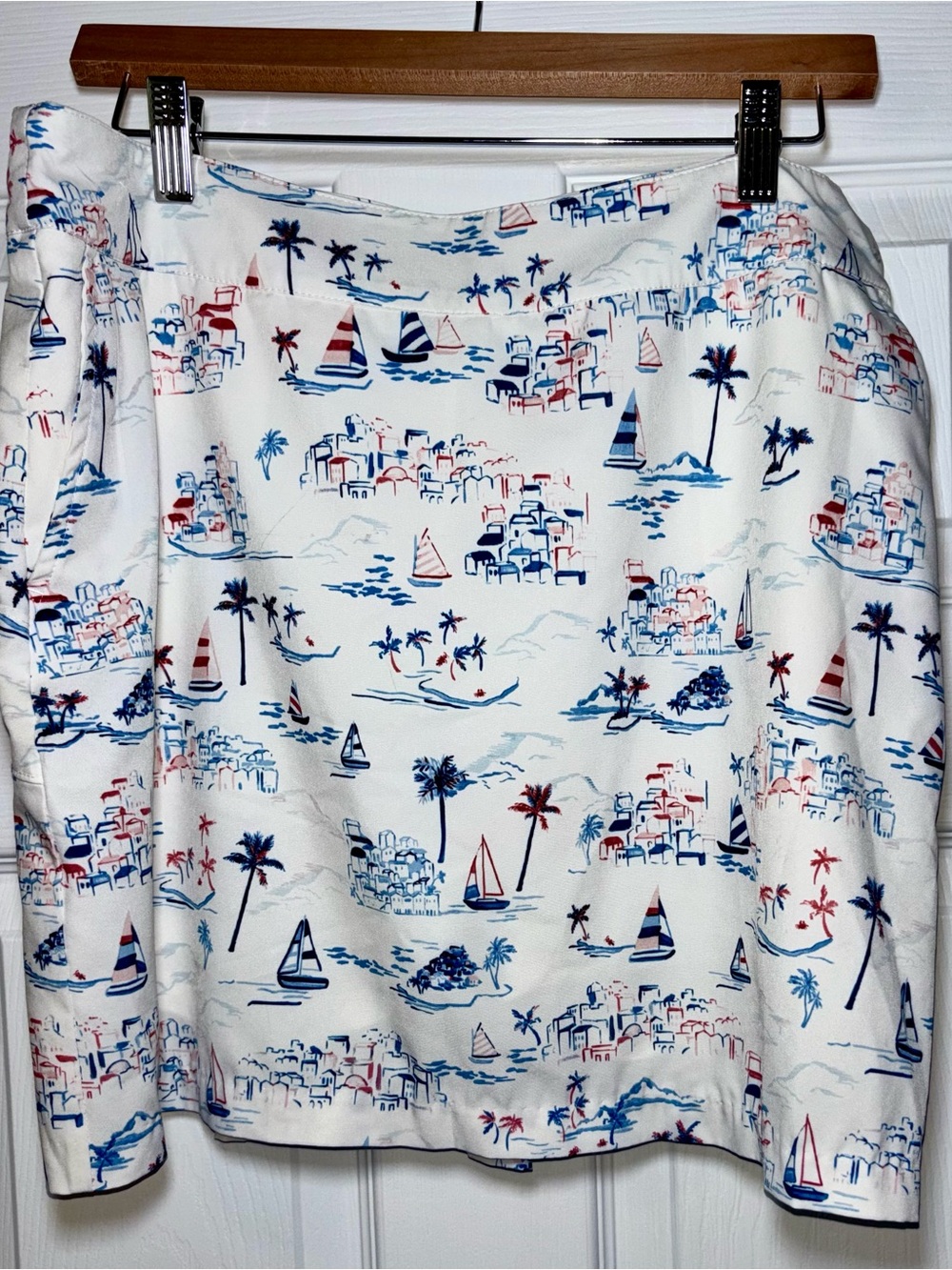Izod White Shorts with Blue and Red Nautical Print